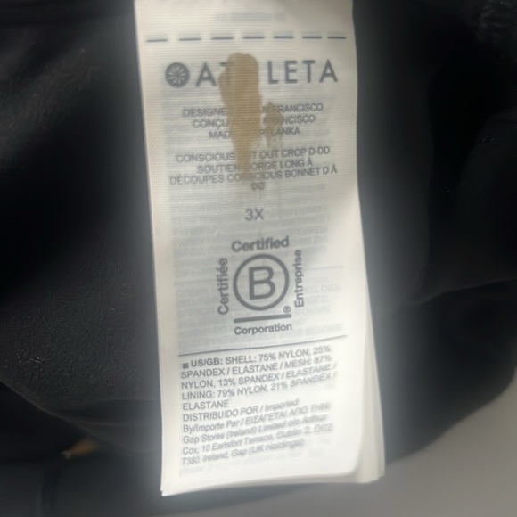 NWT-Athleta Black Conscious Cut Out Crop D-DD Size 3X - Picture 9 of 9